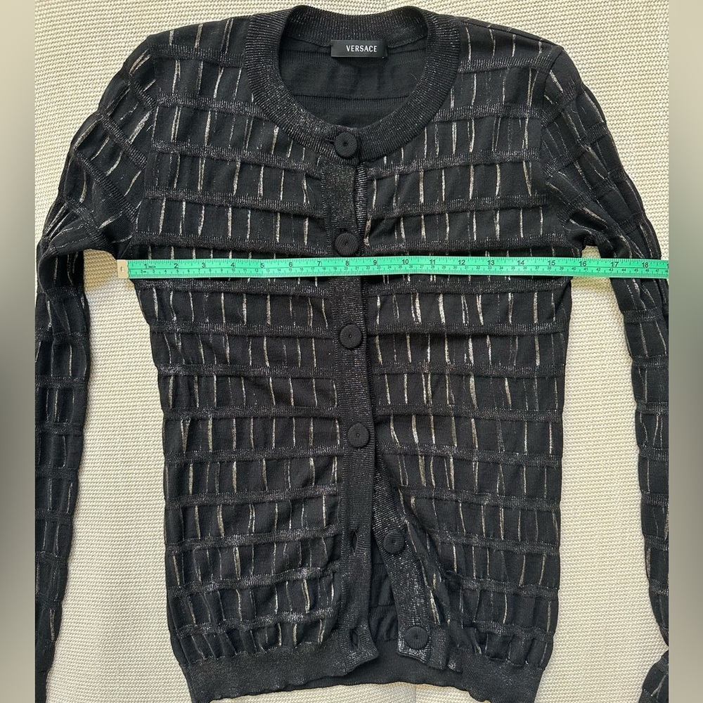 VERSACE fine black/gold cardigan XS-S/40 - Picture 4 of 9
